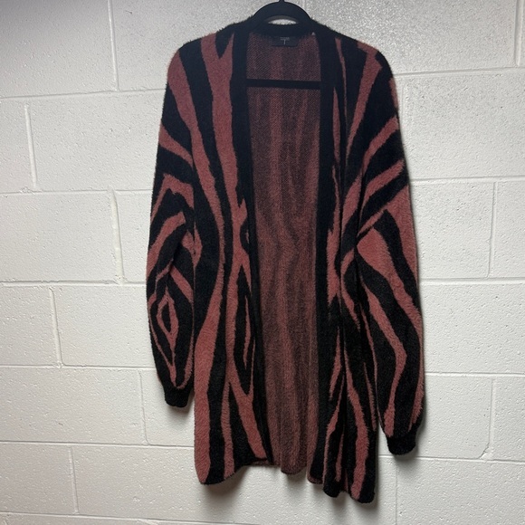 Tahari Black and Pink Zebra Cardigan - Picture 1 of 9